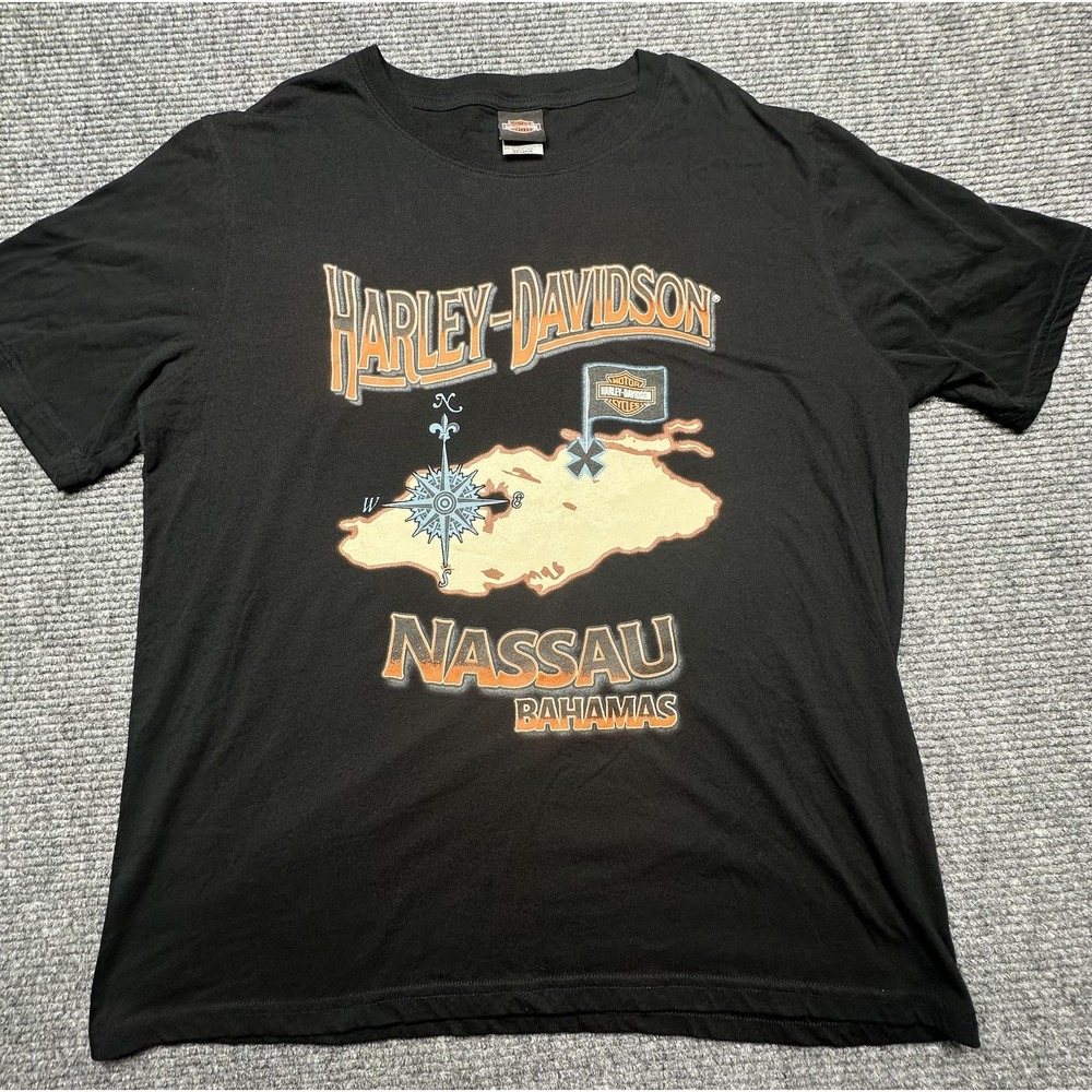 Harley-Davidson Shirt‎ Mens 2XL Black Nassau Bahamas Motorcycle Graphic Tee